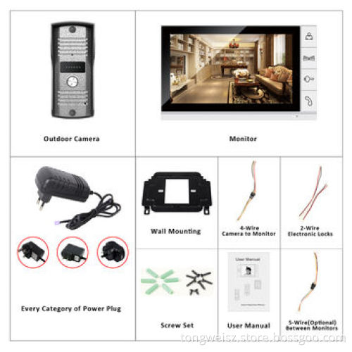 9'' Video Surveillance Systems with CMOS 700TVL Camera, Room to Room Intercom